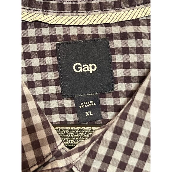 Gap Mens XL Black & Slate Checkered Long-Sleeve Button-Down Shirt - Picture 7 of 9